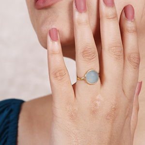 Nouvelle collection 2026 : Bagues en argent sterling 925 avec chalcédoine aqua, plaquées or 18 carats, pour mariages et fêtes - Product Image 2