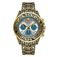 Montre à quartz de luxe pour homme - 43 mm, acier inoxydable, analogique, résistante à l'eau, avec aiguilles lumineuses