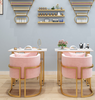 Ensemble table et chaises de salon modernes de style marbre de luxe - Mobilier multifonctionnel pour spa des ongles pour deux personnes avec chaise à dossier