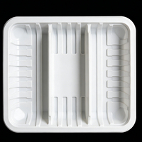 Barquette de rangement alimentaire en plastique PP à 3 compartiments, forme rectangulaire, prête à l'emploi pour les repas, barquette pour hamburgers
