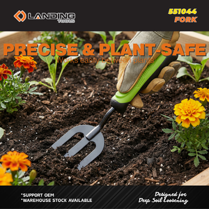 Fourche de jardinage 551044, outils agricoles, 3 dents, tête en acier au carbone, revêtement en poudre, manche en PP TPR antidérapant, noir et vert, OEM Chine - Product Image 5