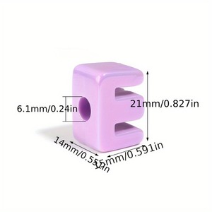 Cuentas acrílicas <span class=keywords><strong>de</strong></span> alfabeto inglés con orificio grande para educación temprana, joyería DIY, llaveros, cordones, accesorios para correas <span class=keywords><strong>de</strong></span> teléfono, inyectadas - Product Image 3