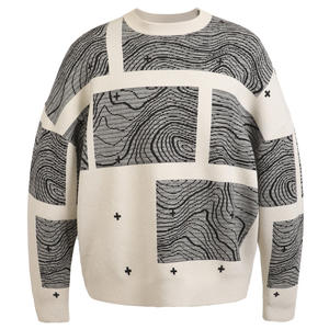 Jersey de punto de algodón personalizado para hombre, Jersey de punto con cuello redondo para otoño e invierno, nueva moda, suéter de punto Jacquard de manga larga - Product Image 1