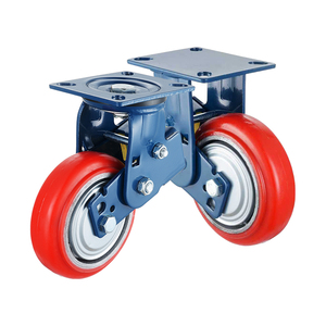 4 5 6 8 Polegada Heavy Duty Double Spring Shock Absorbing Casters Cozimento Azul Pintura Ferro Fundido PU Rodas Mola Carregada Rodízios - Product Image 4