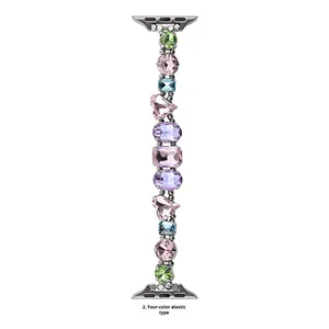 Cristales de Vidrio de Colores, Diamantes 3D, Ecológicos, con Fijación en Caliente, Correa Elástica con Cierre, Ojo de Caballo, para Apple Watch, iWatch 9.ª Generación, Huazi - Product Image 6