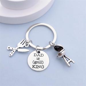 Accesorios de Moda DIY para Barbacoa, Cuchillo y Tenedor, Llavero de Barbacoa con la Frase 'DAD Is (grill) KING' - Product Image 3