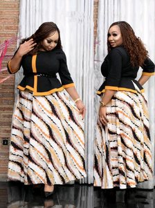 Y208111 Nuevo Vestido Africano para Mujer, Tallas Grandes 2XL-6XL, Vestidos Casuales con Cinturón, Gran Venta - Product Image 3
