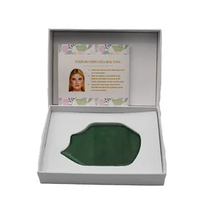 Alat pijat kerokan batu Gua Sha alam Aventurine hijau alami untuk alat terapi akupunktur SPA di wajah