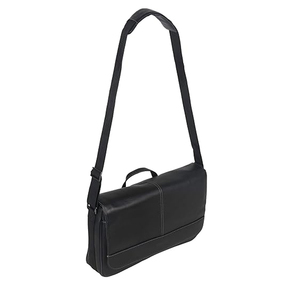 Sac de messager pour ordinateur portable en cuir noir compressible populaire pour hommes - Product Image 6