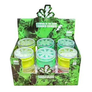 4 Layers Plastic Spice Herbal Tobacco Led Herb Grinder Glow In The Dark Grinder