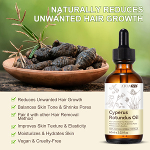 Venta al por mayor de etiqueta privada, 60ml, hidratante, reduce los poros, reduce el crecimiento del vello no deseado, aceite Cyperus Rotundus para depilación de la piel - Product Image 3