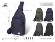 Borsa da petto da uomo con cerniera a tre strati in tinta unita, in nylon, per uso quotidiano, per tutte le stagioni - Product Image 1