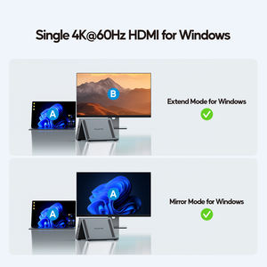 Base de Conexión PULWTOP para Dos Monitores con 2 X HDMI 4K, 3 X USB-C/A 10Gbps, 2 X USB-A 5Gbps, USB-2.0, Ethernet, PD para Windows - Product Image 5