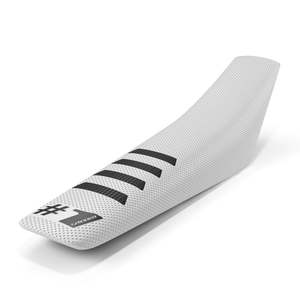 Coprisedile universale con costine per sedili e schienali per moto in bianco e nero - Product Image 1