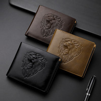 Dompet Pria Pendek Berkualitas Tinggi dengan Motif Vintage, Banyak Slot Kartu, Resleting, Kantong Koin, Lapisan Poliester, dan Cetakan Hewan