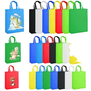 White Party Gift Tote Laundry Shopping Laminate Gift Raw Material Favors Snacks, Non Woven Bags With Handles For Birthday/