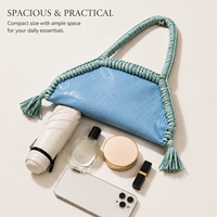 Sac hobo en cuir PU tressé effet crocodile pour femme avec pompon, sac à bandoulière style bohème, sac d'été bleu clair