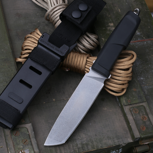 High Quality OEM Customizable Stainless Steel Outdoor Survival Camping Pocket Combat Knife <b>Rubber</b> Handle Straight <b>Edge</b> 7mm - Product Image 6