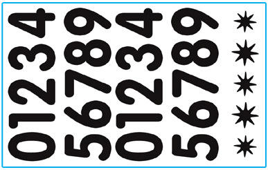 Large numbers 0 - 9 (black)