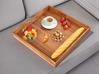 Meilleures ventes Plateau de service rectangulaire en bois avec poignées Plateaux de stockage sans danger pour les aliments pour les hôtels et les restaurants Approvisionnement en gros