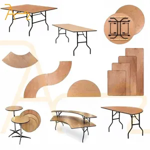 Commercio all'ingrosso Hotel mobili all'aperto evento nuziale utilizzato telaio in metallo rettangolare rotondo pieghevole tavolo da pranzo in legno