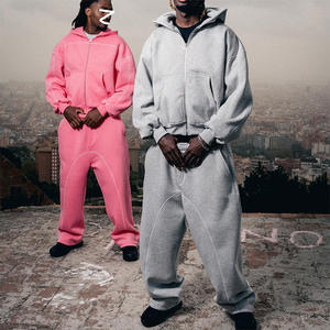 Комплект из 2 предметов: спортивные брюки-джоггеры и худи оверсайз из 100% хлопка (футер), однотонный, без принта, для индивидуального дизайна - Product Image 1