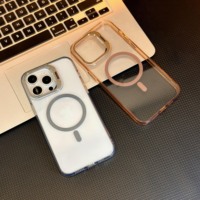 Coques de téléphone transparentes avec support caméra pour iPhone 15 Pro 16 17 Air, étui de protection magnétique pour téléphone portable, coque arrière transparente