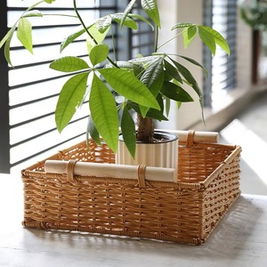 Bobai Factory <span class=keywords><strong>Panier</strong></span> <span class=keywords><strong>de</strong></span> rangement en rotin en plastique avec poignées en bois Boîte à serviettes <span class=keywords><strong>Panier</strong></span> à <span class=keywords><strong>fruits</strong></span> Plateau <span class=keywords><strong>de</strong></span> rangement pour maquillage avec <span class=keywords><strong>livraison</strong></span> rapide - Product Image 4