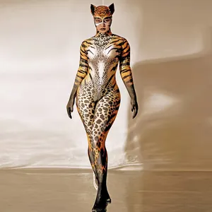 Seksi cadılar bayramı kedi Cosplay kostümleri rol yapma sahne performansı tulum kutup dans Leotard kadın Bodysuits tek parça tulum