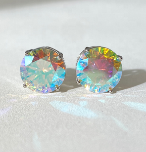 Pendientes de circonita AB Aurora de gran venta, 6mm, 8mm, 10mm, varios tamaños opcionales, chapados en rodio, coloridos, para mujer - Product Image 4
