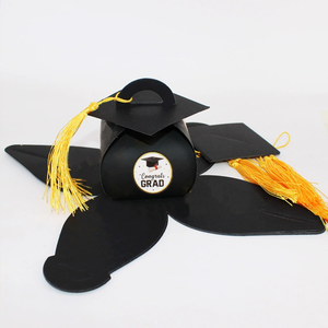 2025 màu đen vàng long lanh cutouts cho GRAD mũ tốt nghiệp Mũ trang trí với dán trang trí bên - Product Image 4