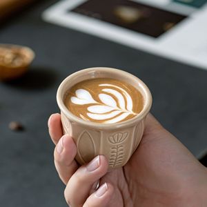 Set di Sei Tazze da Caffè e Tè in Ceramica <span class=keywords><strong>Stile</strong></span> Arabo Moderno e Semplice, 100ml, Multicolore con Rilievo a Tulipano, Design Mediorientale - Product Image 4