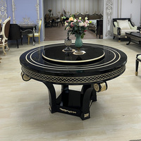 Meubles de salle à manger en bois royal européen couleur noire ensemble de table à manger pour la maison ensemble de table à manger de luxe 6 places en bois antique