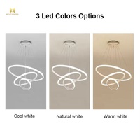 Lustre LED moderne en acrylique à 3 anneaux pour chambre à coucher, salon, suspension dorée de luxe, protection des yeux, décoration artistique simple
