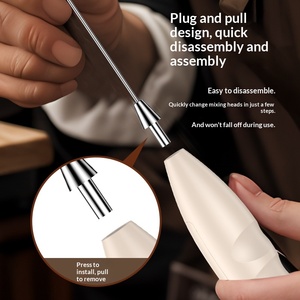 <span class=keywords><strong>Mousseur</strong></span> à lait électrique portatif en plastique et acier inoxydable, <span class=keywords><strong>mousseur</strong></span> à café, mixeur à lait domestique, batteur à œufs - Product Image 4