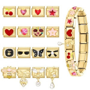 Breloques en acier inoxydable électroplaqué, module doré de style européen, bracelet personnalisable, bijoux de mode DIY doux et polyvalents - Product Image 3