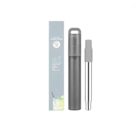 Pailles télescopiques réutilisables pailles métalliques en acier inoxydable ensemble de pailles pliantes avec étui brosse de nettoyage