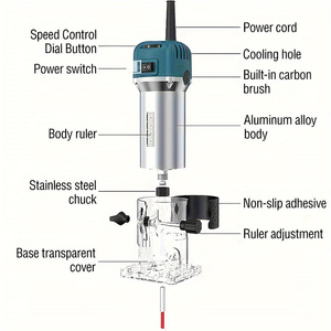 Nhôm Mộc Phay Cắt Tỉa 800W Tay Làm Việc Điện Máy Công Cụ Điện Gỗ Tông Đơ PVC Cạnh Công Nghiệp Palm Router - Product Image 2