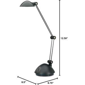 Lampe de bureau LED à double bras Alera ALELED912B avec port USB, design moderne et minimaliste pour hôtel, abat-jour bleu, noir, blanc, rouge, certifiée RoHS - Product Image 1