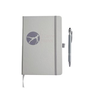 Fabrication de carnets en cuir PU personnalisés avec logo, pages lignées A5, reliure cousue, haute qualité, écriture facile, couverture rigide grise - Product Image 1