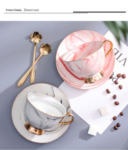 Ensemble tasse et soucoupe en céramique marbrée style nordique simple, vente en gros pour le thé anglais de l'après-midi, tasse et soucoupe romantiques pour couple - Product Image 3