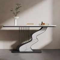 Table console moderne de luxe écologique, facile à nettoyer, extensible, avec rangement, plateau en pierre, design convertible, meuble de salon avec pieds