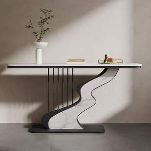 <span class=keywords><strong>Table</strong></span> <span class=keywords><strong>console</strong></span> extensible moderne de luxe, écologique, facile à nettoyer, avec rangement, plateau en pierre, design convertible pour salon et couloirs - Product Image 5