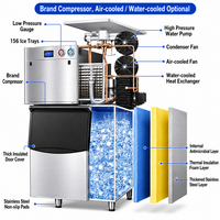 Machine à glaçons en cubes en acier inoxydable 201 et 304 pour usine de produits de la mer (thon, crabe, fruits de mer) avec stockage de glace en option
