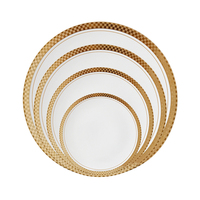Plat latéral en or blanc de luxe en porcelaine, ensemble sous-assiette, vaisselle, décoration de fête de mariage, assiettes de chargeur en céramique