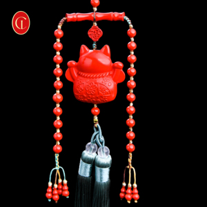 เครื่องราง<span class=keywords><strong>แมว</strong></span>กวักนำโชคสีแดงสำหรับเด็ก ทำจากทองแดงแดง ใช้ตกแต่งรถยนต์และบ้าน - Product Image 3