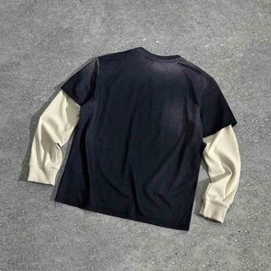 Streetwear Rétro Patchwork Waffle Manches Longues Délavé Effet Vieilli Oversize Écologique Homme Lettres Numériques Polyester/Coton - Product Image 2