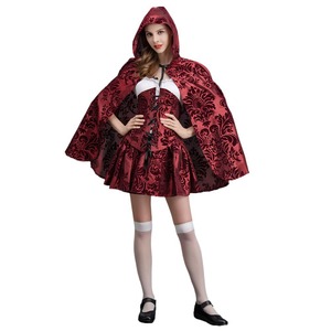 Moda <span class=keywords><strong>Sexy</strong></span> Halloween adulto reina disfraz bruja vestir estilo gótico vampiro pequeño sombrero rojo capa - Product Image 1