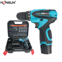 Tournevis/perceuse sans fil KONSUN, outil combiné avec deux modes de fonctionnement (serrage/perçage) avec deux batteries, ensemble d'outils sans fil