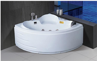 Baignoire Spa d'Angle Moderne de Luxe en Acrylique pour Couples, Bain à Remous avec Massage par Air, Contrôle Informatique, 4 Jets, Drainer Inclus, Idéale pour Hôtels